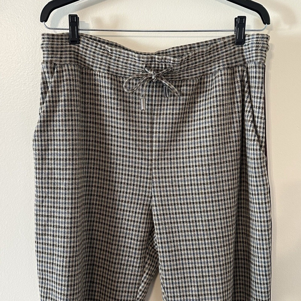 Anthropologie Maeve Bettie Sequin Tuxedo Trousers Pull On Drawstring Sz M *READ* - Picture 2 of 16